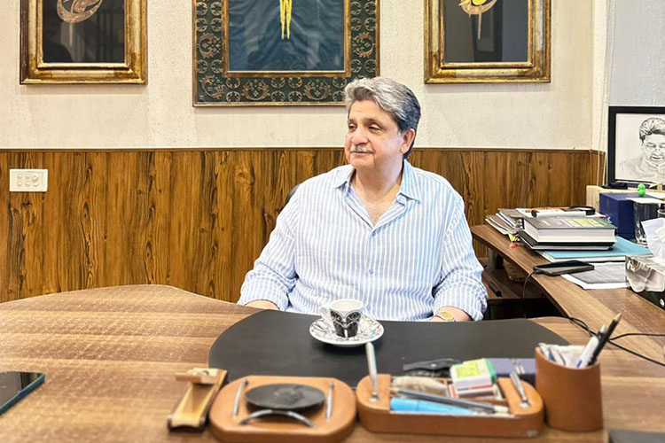 The limited edition espresso cupset in use at Iqbal Salahuddin’s (Old Boy 1977) office.